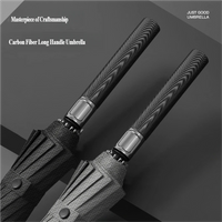 16-Rib Automatic Carbon Fiber Straight Umbrella, Extra Large Long Handle Umbrella, Business Advertising Umbrella for Men