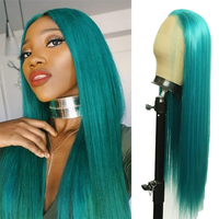 13×4 Lace Front Wig Teal Blue Long Straight Pre Plucked Natural Heat Resistant Synthetic Wig For Women Halloween Party Daily Use