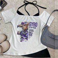 Jojo Bizarre Adventure Gyro Zeppeli cropped top ladies summer party gothic dollette alternative t shirt goth clearance sales