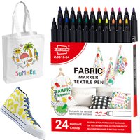 24 Colours Fabric Marker Set Fine Tip Fabric Paint Marker for Clothes Textiles T-Shirts Fabric Bags Hats DIY Crafts Clothing