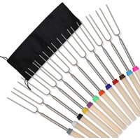 Stainless Steel Extendable BBQ Skewers Telescopic Roasting Sticks for Camping Outdoor Grill Marshmallow Hot Dog S’mores