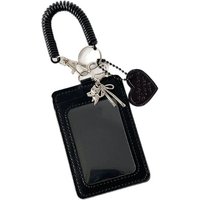 1Pcs ID card protective cover, black photo booth, keychain, campus card display, storage pendant