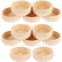12Pcs Mini Small Wooden Bowls Unpainted Wood Decorative Bowls for Craft Projects Jewelry Condiments Holder Small Wooden Bowl