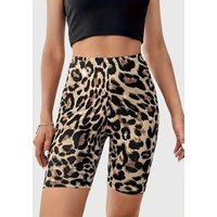 Plus Size Women's Tight Five-point Pants Leopard Printed Pattern High Elasticity Knitted Middle Pants fashion Casual plaid Short