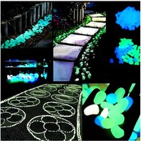 100 Pcs Glow In The Dark Pebbles Luminous Stones Resin Rocks For Garden Paths Walkways Potted Plants Aquarium Decor