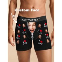 Custom Face Mens Boxer Briefs Personalized Photo Underwear Custom Text Waistband Six Sizes Available Funny Gift for Him