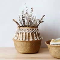 Accessoires de cuisine pour la maison et le jardin en macramé, organisateur de rangement, panier de rangement en jonc de mer, panier de rangement en osier, panier pour pot de fleurs