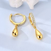 925 Sterling Silver Earrings Women Sparkling Golden Water Drop Earring For Anniversary Wedding Jewelry Gifts