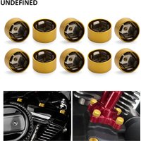 10pcs Head Bolt Cover For Harley Twin Cam Dyna Softail Touring FLH Gold Schrauben Motor Topper Screw Caps Motorcycle Aluminum