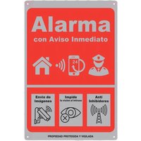 Instant Alert Alarm Sign - Iron Wall Decor, , Red with White Icons, Anti-Intrusion Vision, Anti-Inhibitors, 24/7 Protection, P