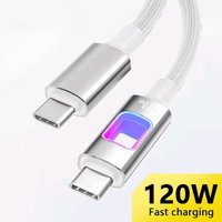 120W LED USB C to Type C Fast Charging Cable PD Data Cord for iPhone 15 16 17 Series Xiaomi OPPO Samsung Laptop Charging Wire