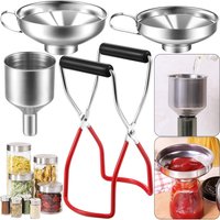 4Pcs Canning Funnel with Grip Handle Stainless Steel Canning Jar Lifter Rustproof Jam Funnel for Transferring Spices Liquids