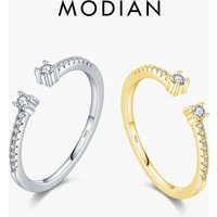 MODIAN 925 Sterling Silver Classic Ajustable Wedding Clear CZ Finger Rings Simple Twinkling Gold Color Ring For Women Jewelry