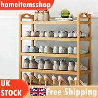 5 Tier Bamboo Shoe Rack Storage Storage Bamboo Shelving Unit Stand Organiser UK