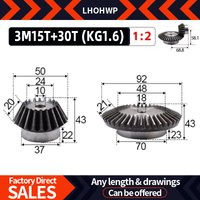 1Pair 1:2 Bevel Gear 3M15Teeth+30Teeth Inner Hole 18mm 90 Degree Drive Commutation Steel Gears Steel Gears Screw M5