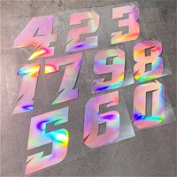 1PC Pink Laser Motorcycle Number Stickers Waterproof for DIY Scooter Helmet Fuel Tank Fairing Bicycle Sunscreen Vinyl Decals