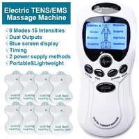2 in 1 Tens Muscle Stimulator 8 Modes Electric EMS Acupuncture Body Massage Digital Therapy Slimming Machine Electrostimulator