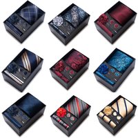 5pcs/set Many Colors Fashion Tie For Men Handky Cufflink Brooch Necktie Set Ideal Gift For Men