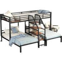 Apartment Triple Bunk Bed for Adult Simple Design Modern Metal Frame Indoor Bunk Bed Home Furniture Suitable