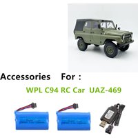 Batterie 14500 7.4v 1200mAh pour voiture RC WPL C94, pièces de rechange UAZ-469, prise SM-4P