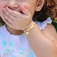 Kissmoon Stainless Steel Newborn Baby Bracelet for Kids Baby Blank Bar Hand Chain Heart Star Charm Bracelet Child Jewelry Gift