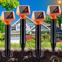 Ultrasonic Animal Repeller Outdoor Multi Frequency Pest Deterrent with Night Light Waterproof for Yard Garden Moles Snakes