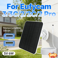 5V 6W Solar Panel IP65 Waterproof 360°Adjustable Mounting 9.2 Ft Charging Cable for Security Camera for Eufycam 3/3C/2/2C/2 Pro