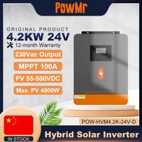 PowMr 4.2KW Hybrid Solar Inverters With MPPT 100A Solar Charge Controller 24V 220V Output PV Range 55~450VDC Input Support WIFI