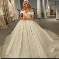 Luxury Stunning Off The Shoulder V-neck Ball Grown Wedding Dresses 2025 Elegant Princess Bridal Gowns Vestidos De Novia