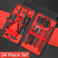 7/9/10/12/18/20/24PCS Set Stainless Steel Fingernail Toenail Clippers Set with Leather Portable Professional Manicure Set Kits