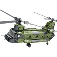 Schwertransport-Helikopter Bausteine MOC 33031 Tandemrotor Militärflugzeug-Modell Bausteine Mechanischer Hubschrauber Desktop-Display Spielzeug Geschenk Ohne Box