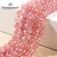 5A Quality Natural Brazil Strawberry Crystal Quartz Bead Round Loose Spacer Lucky Bead For Jewelry Making Diy Bracelet Accessory