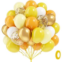60pcs Yellow and White Balloons 10inch Mustard Pastel Yellow White with Confetti Balloons for Baby Shower Birthday Party Decor
