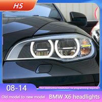 Headlight Assembly for BMW X6 E71 2008-2014 Modified New LED Angel Eye Front Headlamp Daytime Running Lamp Turn