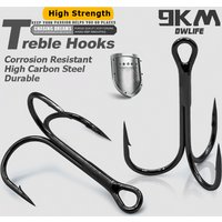 9KM Fishing Treble Hooks High Carbon Steel Brabed Triple Hook Fishing Hooks on Hard Lures Saltwater Fishing Accessories