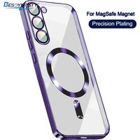 Electroplated Magnetic Clear Case For Samsung Galaxy S26 Edge S25 S24 FE S23 Ultra S22 S21 Plus Lens Film For Magsafe Soft Cover