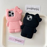 Cute Cartoon Sanrio Hello Kitty Phone Case For iPhone 17 16 15 14 13 12 Pro Max 3D Stereoscopic Shockproof Soft Silicone Cover