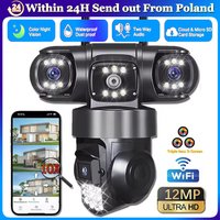 Kamera IP WiFi 12MP 6K z potrójnym obiektywem, zewnętrzna kamera CCTV, ochrona bezpieczeństwa, kolorowy tryb nocny, detekcja ruchu, ochrona domu, monitoring, kamery V380 Pro