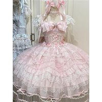 Eternal Promise Light Flower Wedding Design Original Sugar Girl Lolita Dress JSK Strap Dress Gown for Anime Fans And Collectors