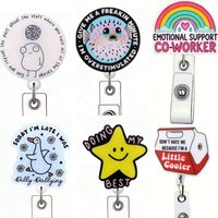 1pc Cute funny design Retractable Badge Reel – Acrylic ID Holder for Doctors, Nurses, RN, LPN, Healthcare Staff