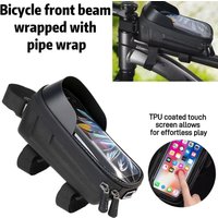 Bicycle front beam bag with tube bag, mountain bike front beam bag, saddle riding front beam mobile phone storage bag