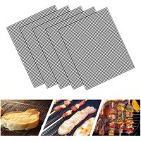 Mesh Grilling Mat -Set of 5 Non Stick BBQ Grill Mats,Reusable Cuttable Barbecue Liner Barbecue Grill Mesh Meat Slices Food Grade