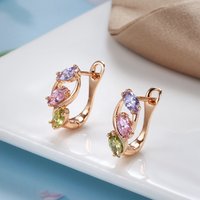 Fashion Delicate Colorful Synthetic Zircon Hoop Earrings For Women Elegant Earrings Accessories Daily Party Banquet Jewelry