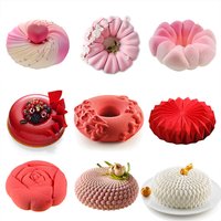 3D Round Silicone Cake Mold for Baking Mousse Dessert Pastry Pan Diamend Rose Love Shape Sweets Bakeware Moulds Tools Tray