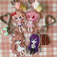 Y2K Aesthetic Game Characters Anime Double Sided Acrylic Keychain, Cute Backpack Pendant Bag Charm, Cosplay Party Gift for Fans