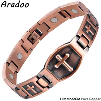ARADOO Pure Copper Bracelet for Men Ultra Strength Magnetic Therapy Cross Link Bracelets Jewelry Gifts