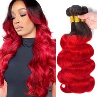 1B/Red Human Hair Bundles Body Wave Ombre Red Human Hair Bundles 1/34 pcs Bundles Virgin Hair Bundle Body Wave Human Hair Bundle