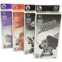Children's 3D Puzzle Kindergarten Animal Puzzle Panda Squirrel Zebra Hippo Intelligence Early Education Toys Animal Model Paper
