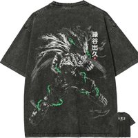 Izuku Midoriya T Shirt My Hero Academia Men Acid Wash Dark Deku Berserk Graphic Cotton Streetwear Manga Vigilante Tee