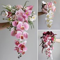 Waterfall Cascading Wedding Bouquet Artificial Flowers Bridal Bridesmaid Bouquet for Wedding Bridal Shower Party Decorations
